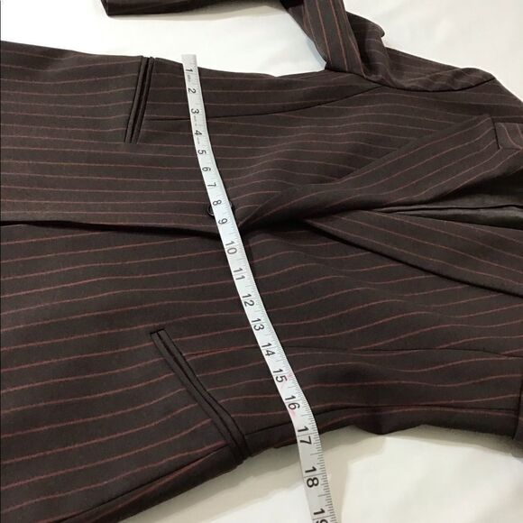 Lafayette 148 New York Brown Pinstripe 2-Piece Pantsuit Cuffed Hem - Picture 12 of 16